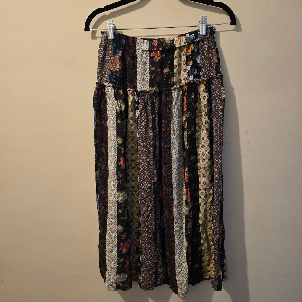 ASOS Midi Skirt Womens 6 Multi-Color Patchwork Floral Tiered Boho Cottagecore - Picture 8 of 8